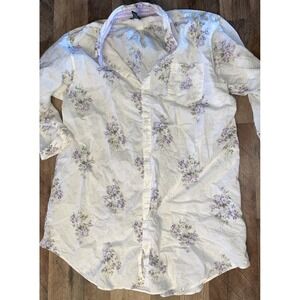 Women's Lauren Ralph Lauren Pocket Sleep Shirt Floral XL 100% Cotton